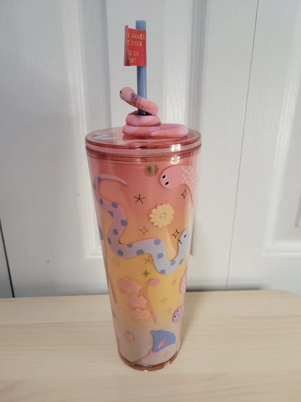 STARBUCKS 2025 Lunar New Year Snake 24oz Pastel Pink Venti Cold Cup Tumbler NWT